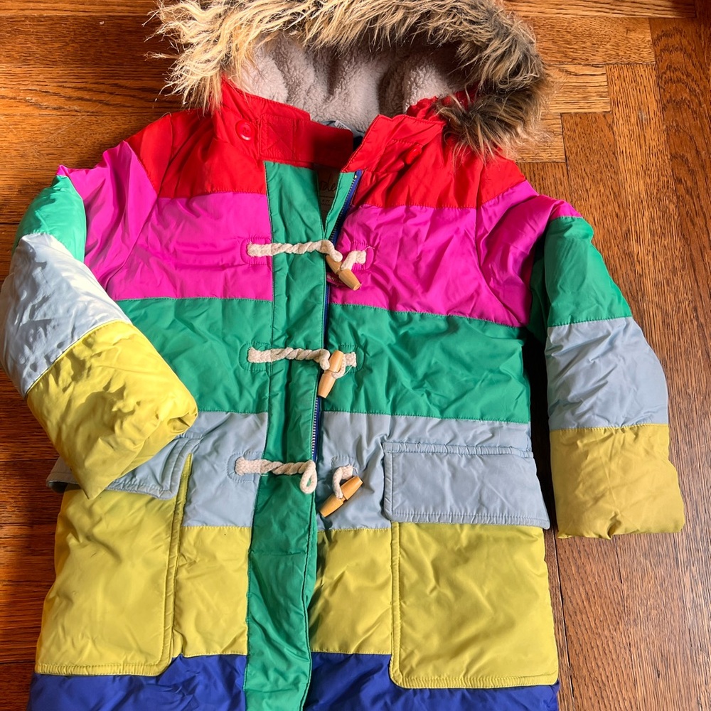 Mini Boden Striped Cozy Winter Coat, 6/7